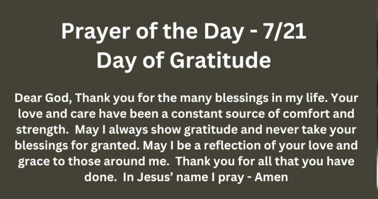 Prayer of the Day for Sunday – July 21