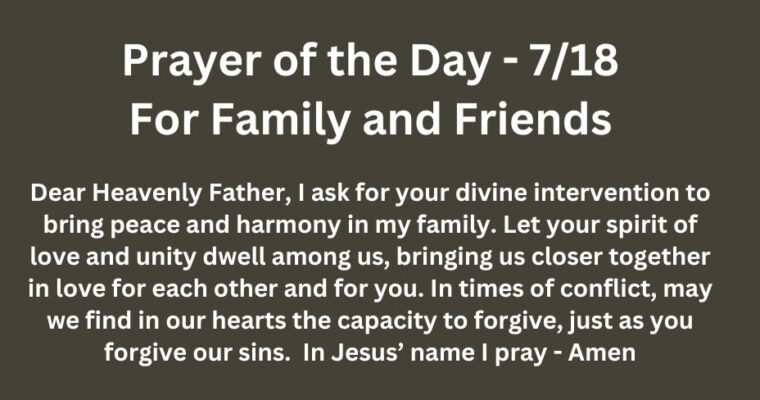 Prayer of the Day for Thursday – July 18