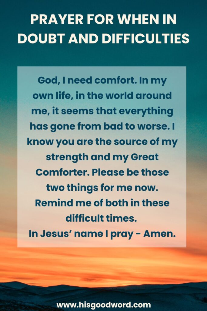 powerful prayer for when in doubt and difficulties