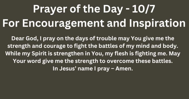 Prayer of the Day for Monday – October 7