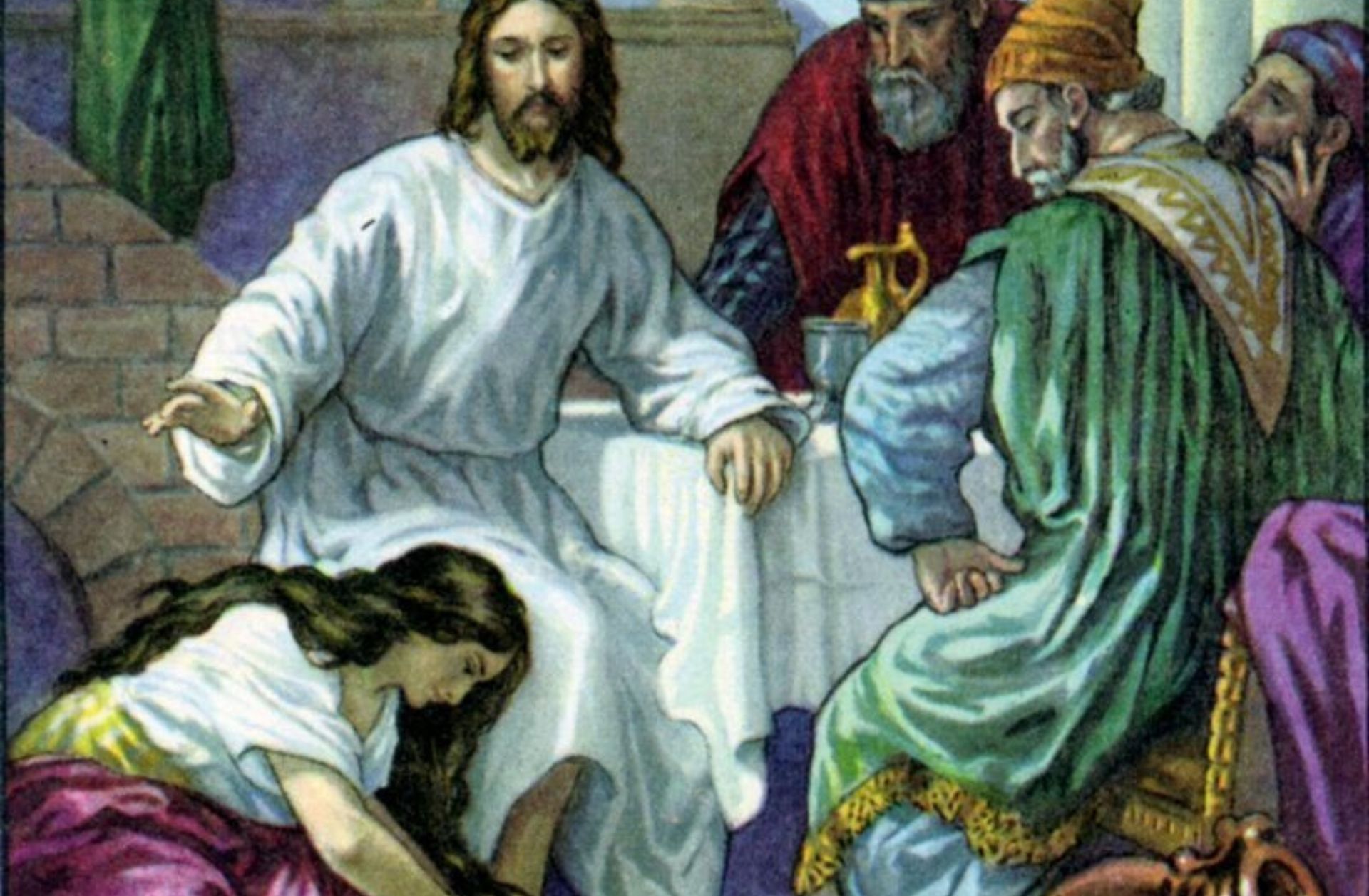 Mary anoints jesus' feet