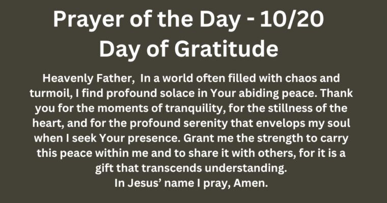 Prayer of the Day for Sunday – October 20