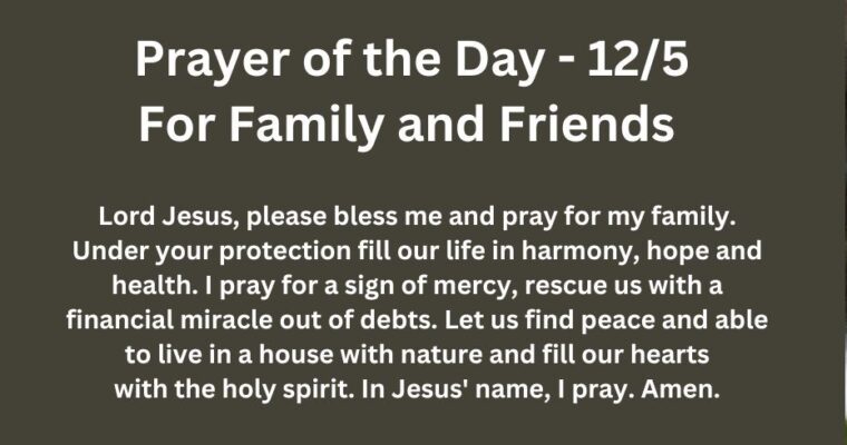 Prayer of the Day for Thursday – December 5