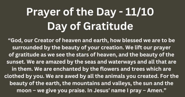 Prayer of the Day for Sunday – November 10