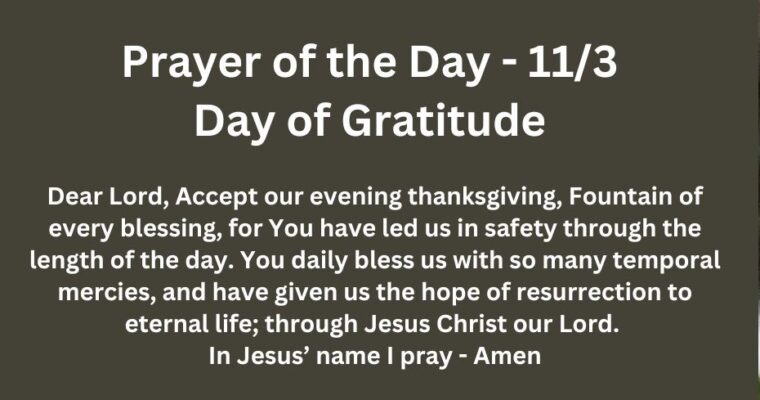 Prayer of the Day for Sunday – November 3