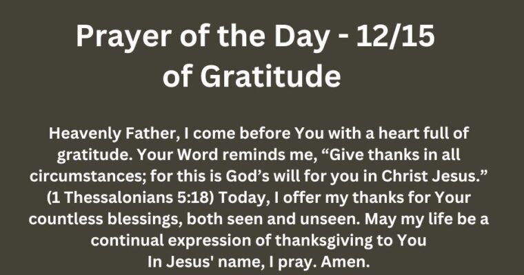 Prayer of the Day for Sunday – December 15