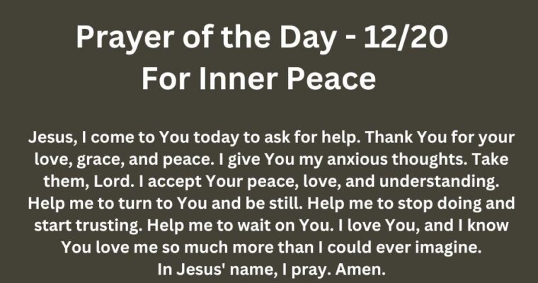 Prayer of the Day for Friday – December 20